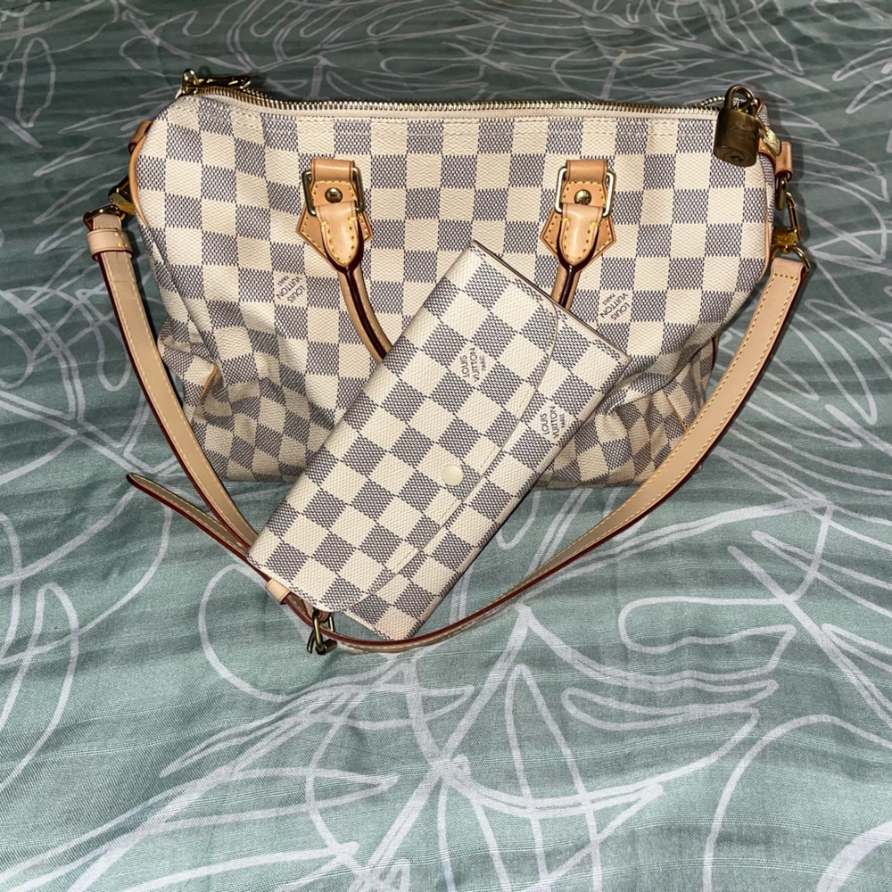Louis Vuitton Speedy 30 Daimer Azul w/strap purse and wallet